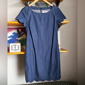 Vineyard Vines Chambray Denim Dress | Flutter Sleeve Scallop Hem Size 00
